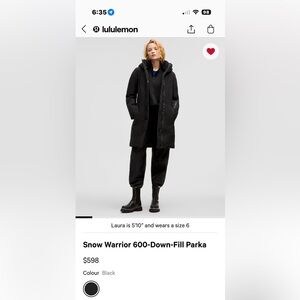 lululemon athletica Black Snow Warrior 600-Down-Fill Parka